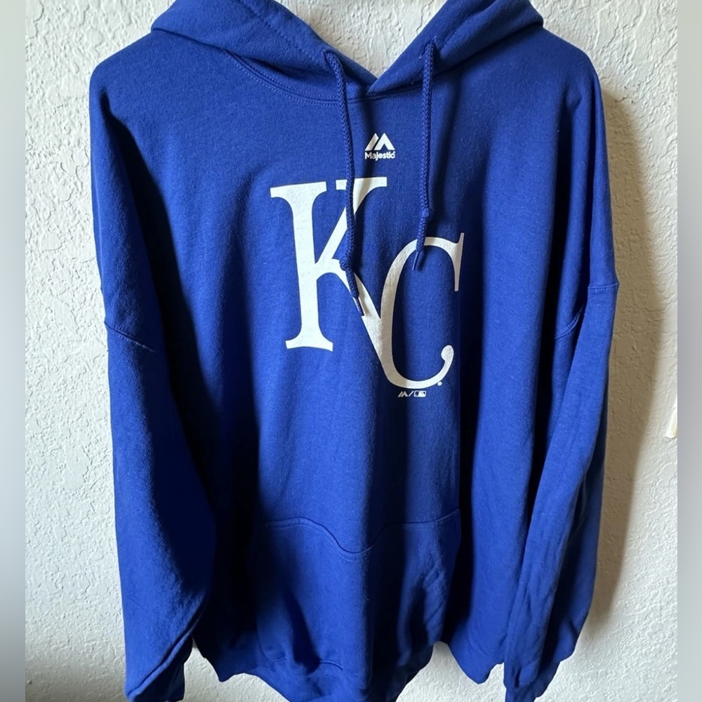 Men’s 2XL Kansas City Royals MAJESTIC Blue Pullover Hoodie NEW